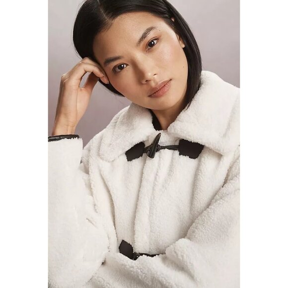 Anthropologie NVLT Berber Cream Sherpa Collared Toggle Coat size XL - Picture 9 of 10